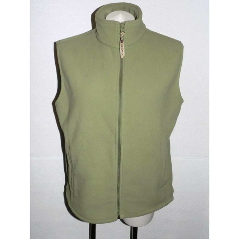 Woolrich‎ Womens Fleece Vest Sage Green Full Zip Mock Neck Large